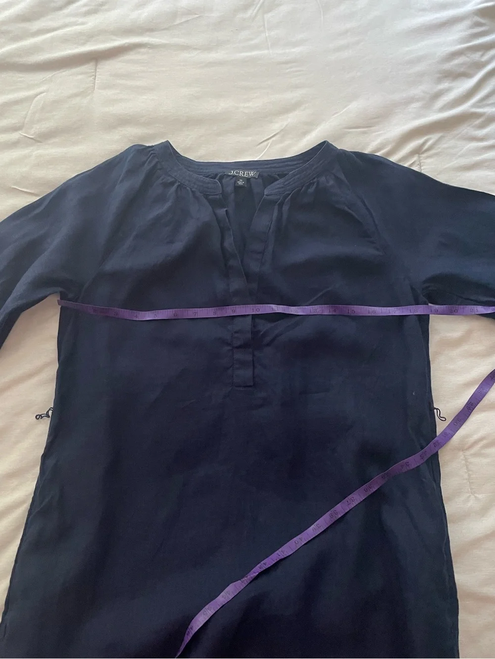 J.Crew Long-Sleeve Navy Linen Shift Dress XS